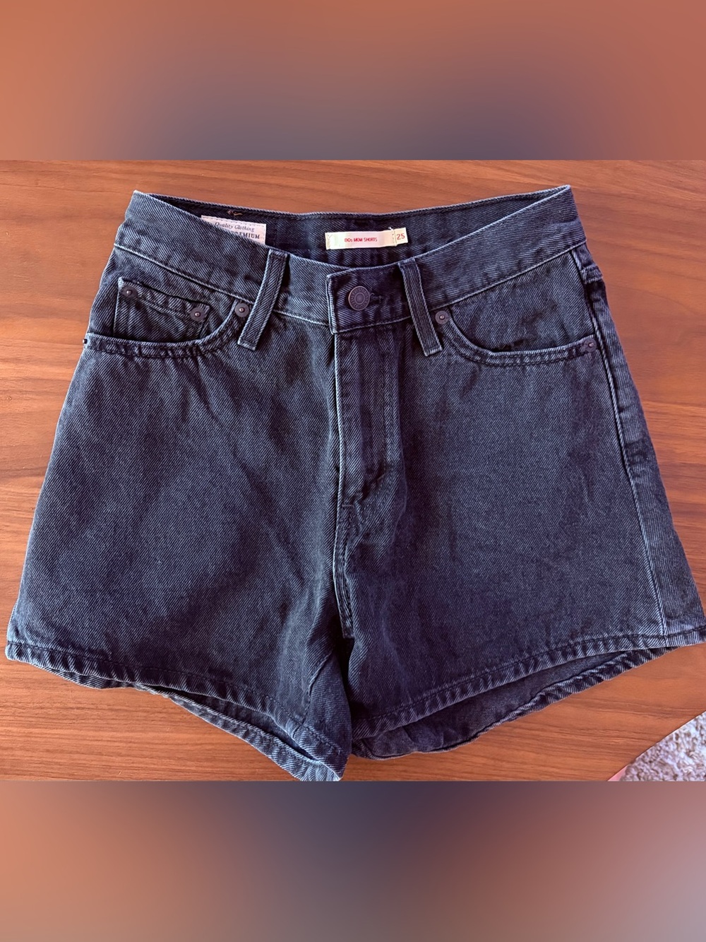 Levi's Black Denim High-Rise Jean Shorts